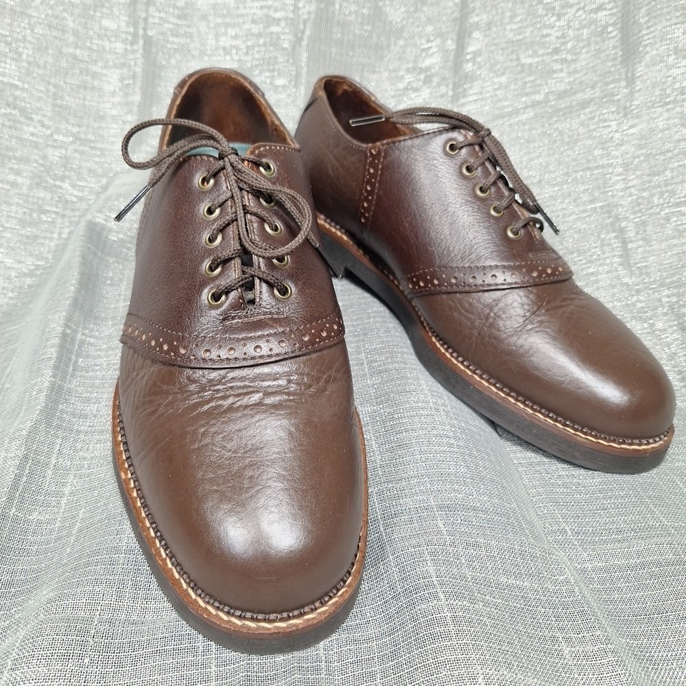 HS Trask Buffalo‎ American Bison Leather Saddle Oxfords Brown USA SZ 9.5 M 9 1/2